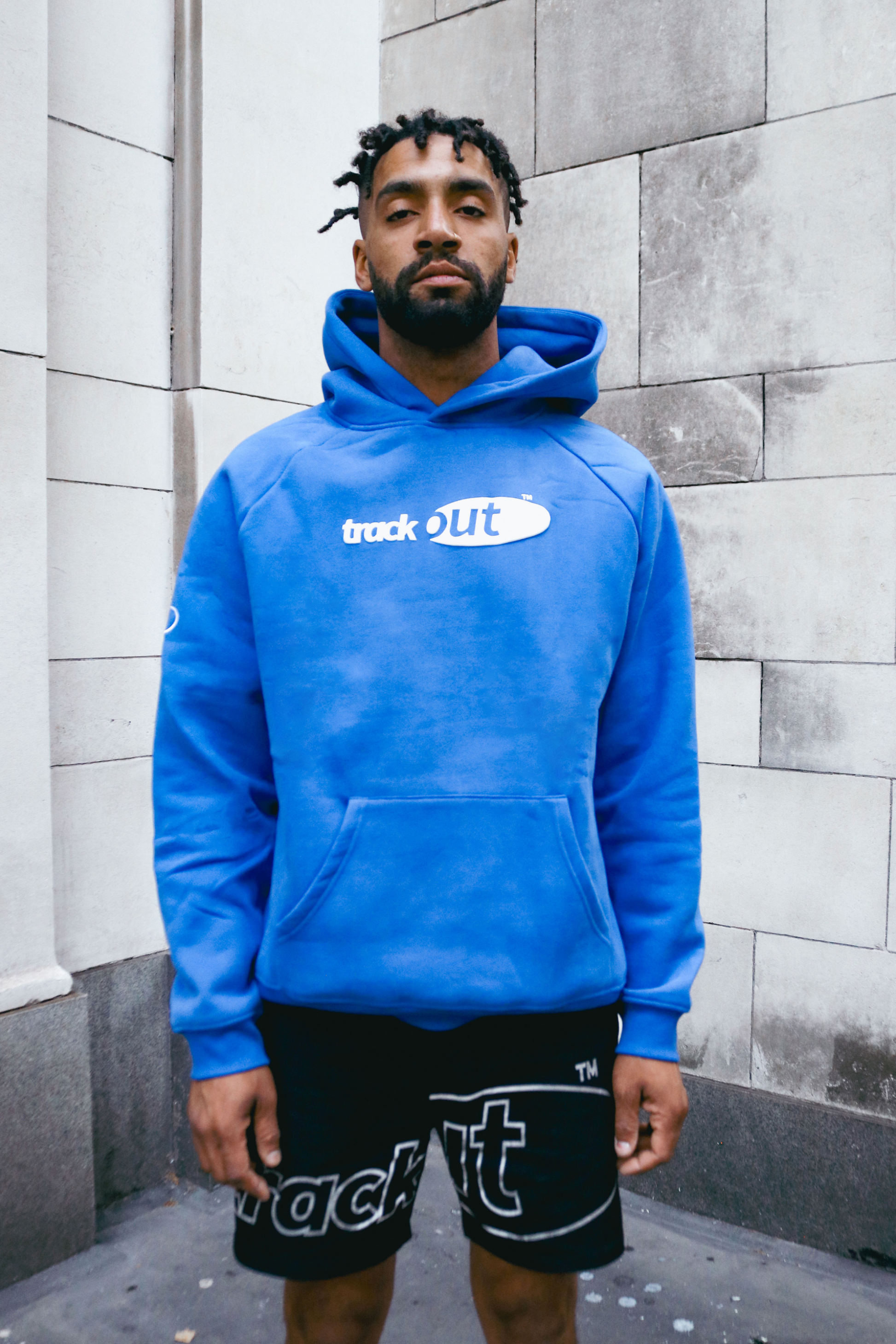 It s Just a Blue Hoodie with a Trackout Logo